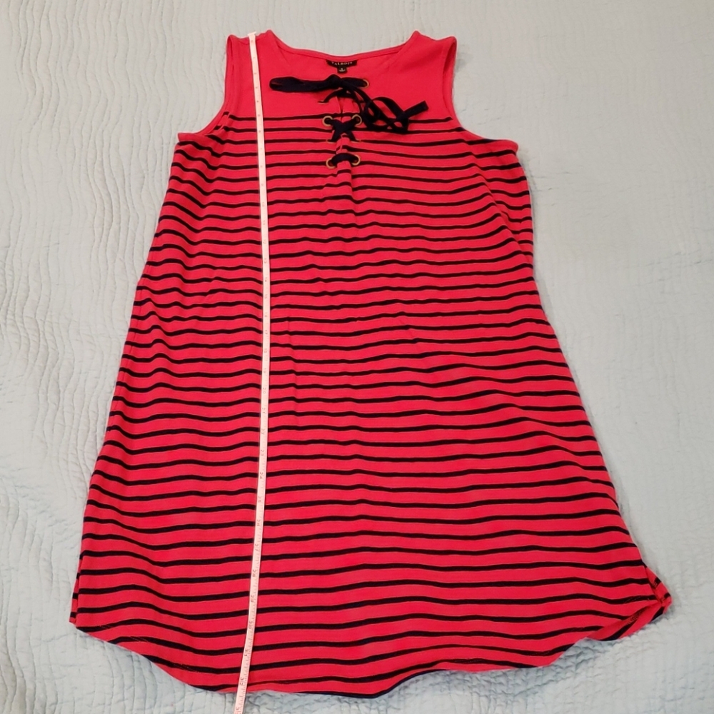 Red with navy blue horizontal stripes sleeveless